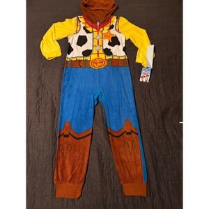 Disney Pixar Toy Story Woody Hooded Union Suit Kids Size 6/7 NWT Fleece Pajamas